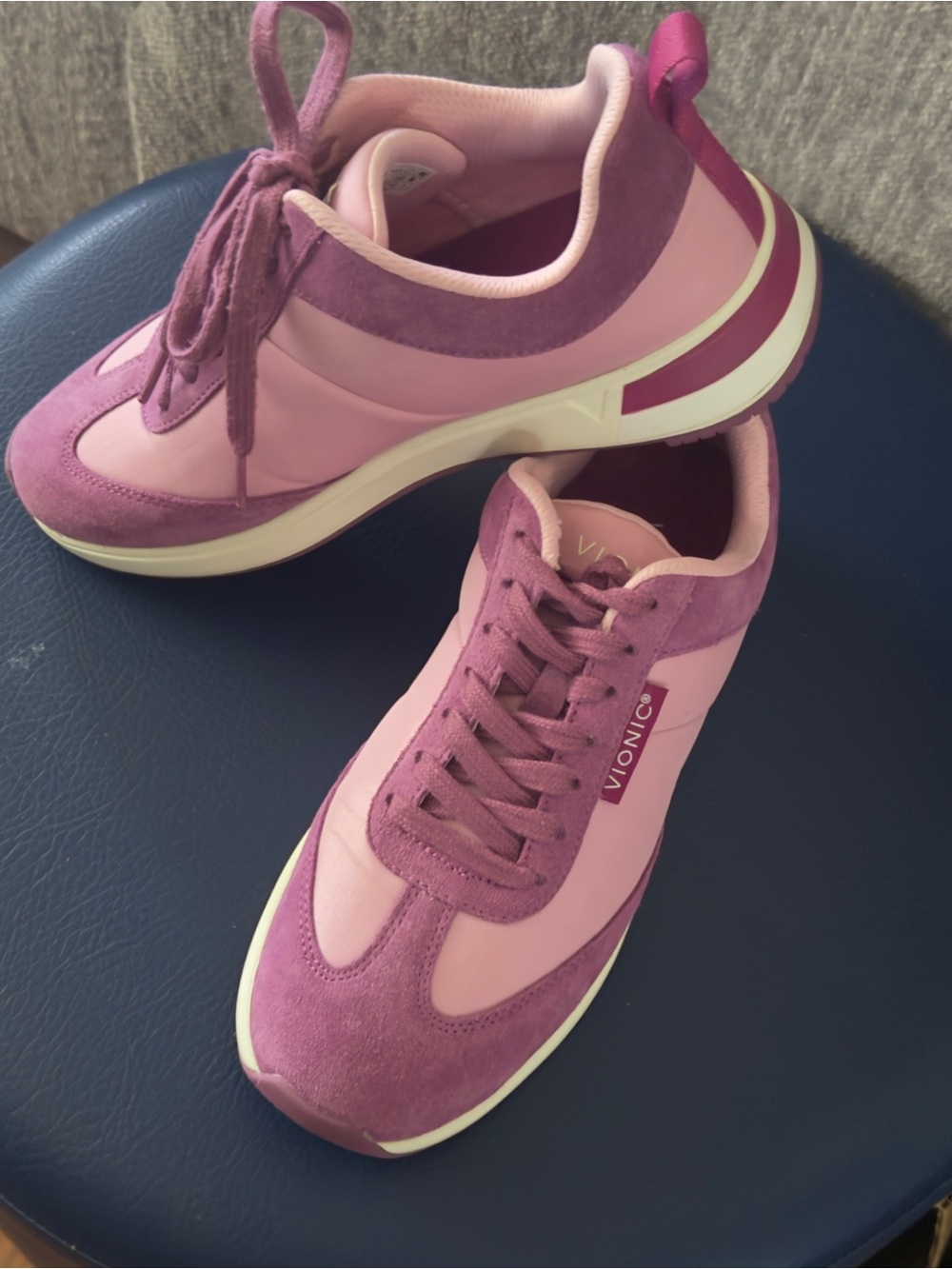 Vionic Breilyn Women's Two-Tone Pink/Mauve Suede Sneakers - Picture 2 of 8